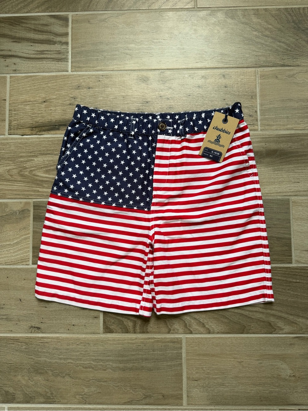 NWT Chubbies The Mericas Youth Boys XL 18/20 American Flag Shorts